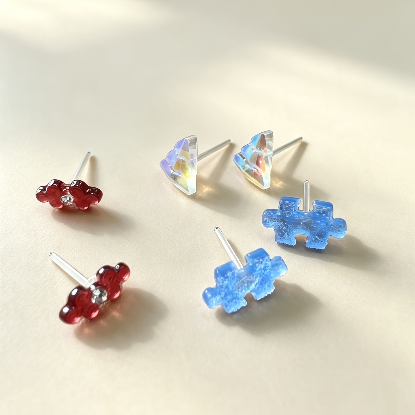 3-Pair Set of Geometric Women's Stud Earrings